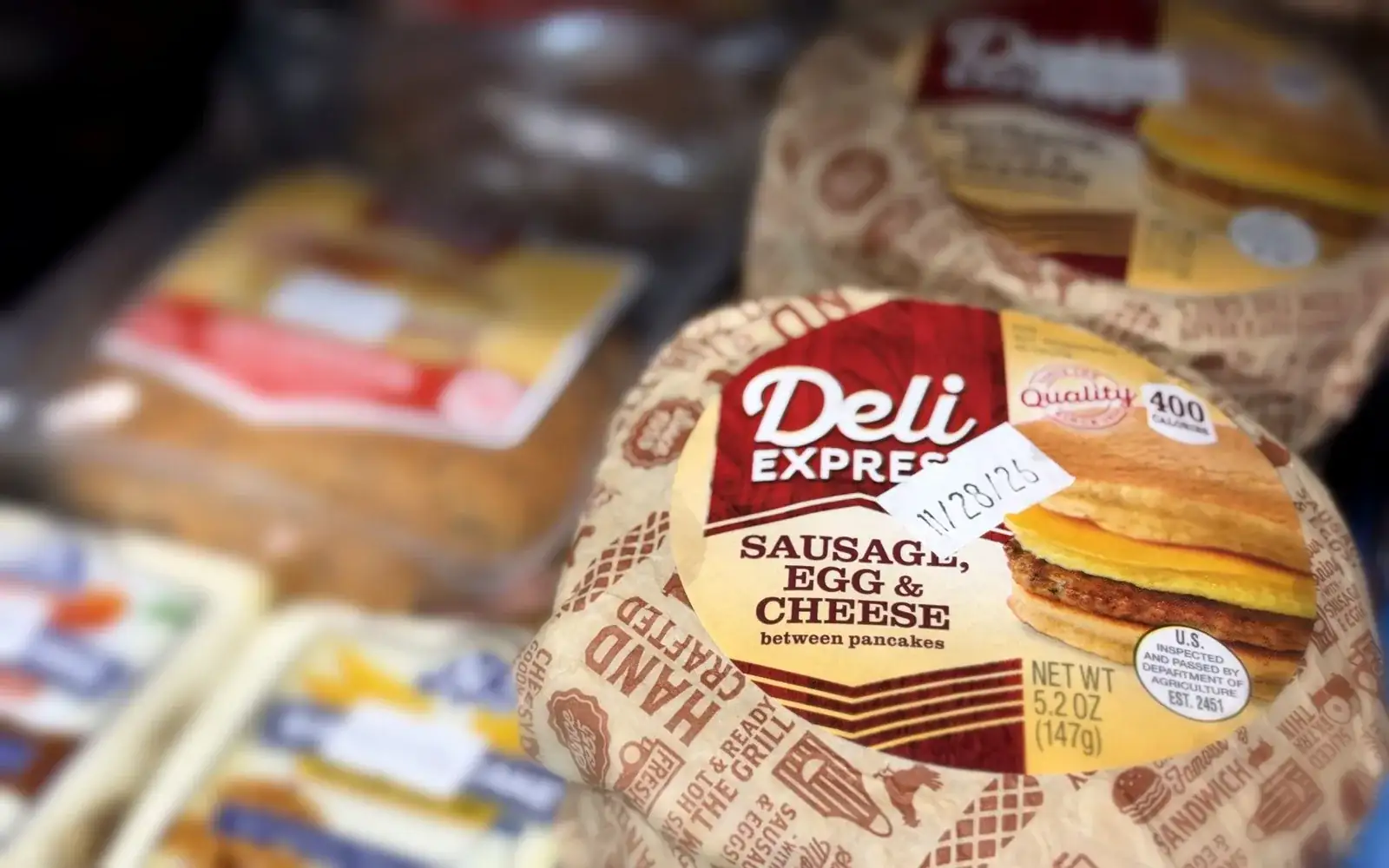 Date-labeled breakfast sandwich in a VendGO cooler