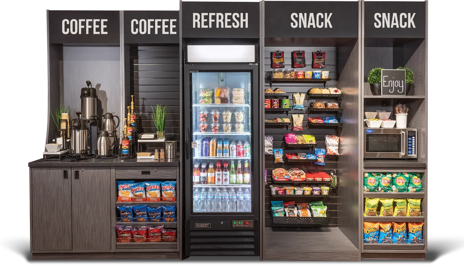 Micro market vending kiosk with coffee snacks and beverages in Atlanta