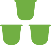 Green icon representing beverage cups for Vendgo's coffee and tea services.